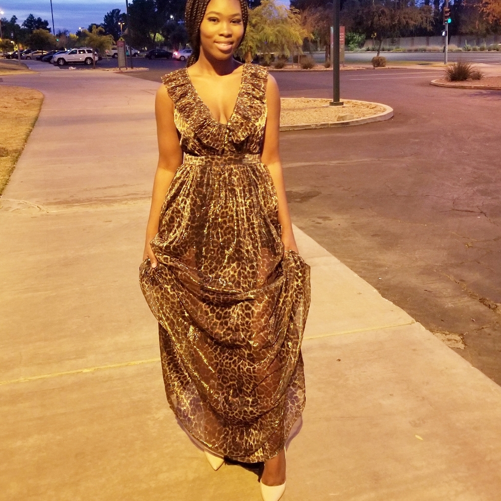 Animal chiffon Ruffle Dress - Picture 3 of 5